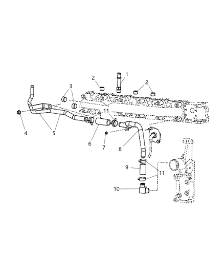 Tube Heater Core Diagram for 68005254AA