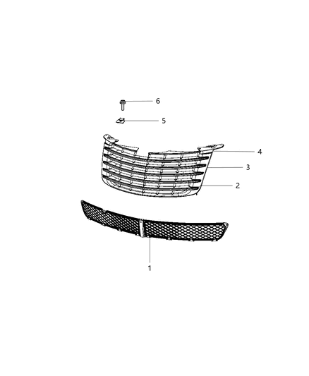 2009 Chrysler PT Cruiser Grille Radiator Diagram for ZG98SW1AD