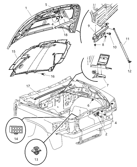 Release Hood Latch Diagram for 55359715AB