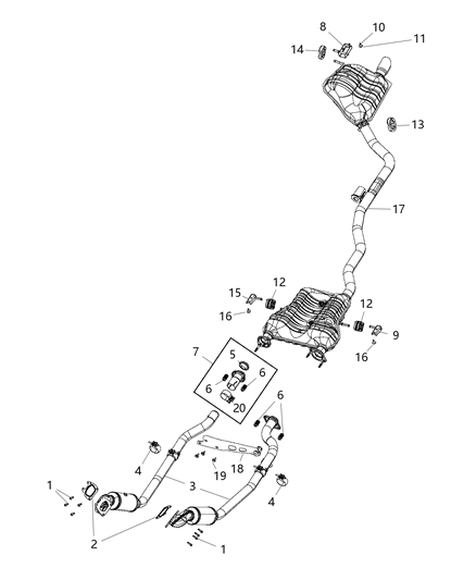 Muffler And Tailpipe Exhaust Diagram for 68276623AA