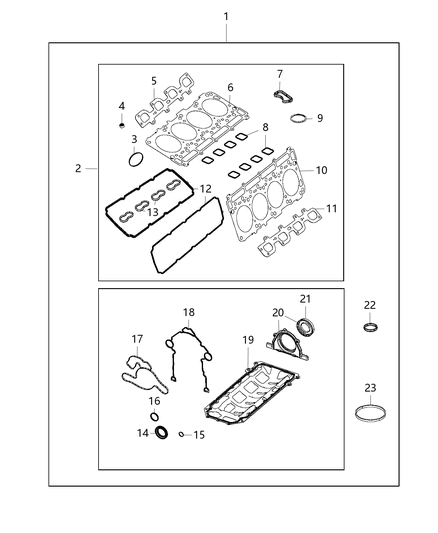 2013 Jeep Wrangler Gasket Water Pump Kit for Long Block Engine Install Diagram for 4792922AB