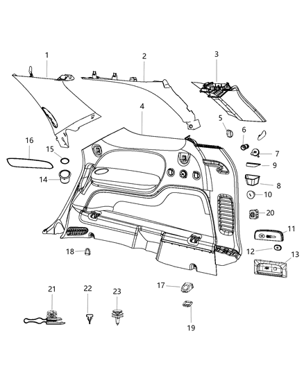 Panel Quarter Trim Diagram for 5PT18DX9AD