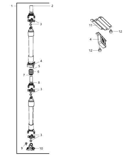 2002 Jeep Liberty Shaft Drive Rear 2-Piece Diagram for 52123940AA