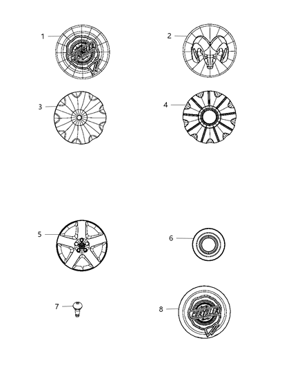 1994 Dodge B250 Cover Wheel Diagram for ZY74ZDJAA