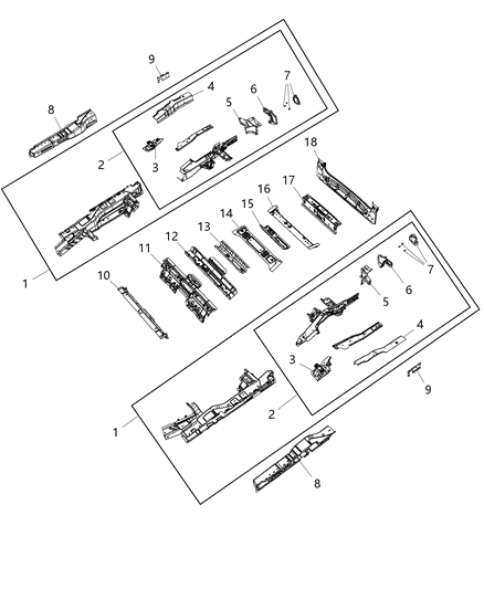 Crossmember Intermediate Rear Diagram for 68239870AB