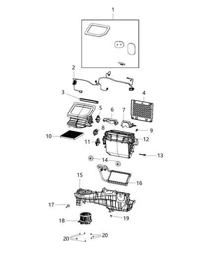 2022 Jeep Compass Seal Kit A/C And Heater Unit Diagram for 68364654AB