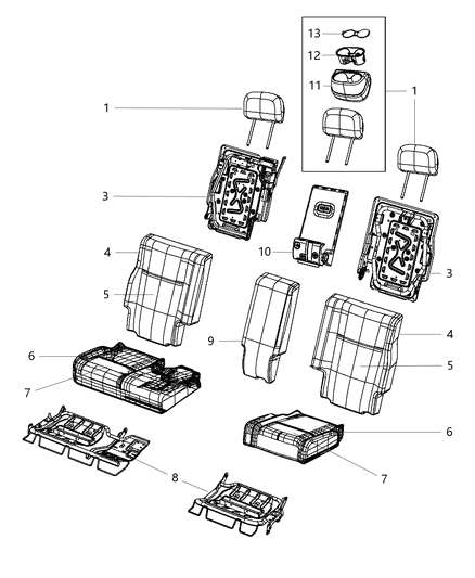 2003 Chrysler Town & Country Cover Rear Seat Cushion Diagram for 1UN19DX9AA