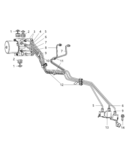 Tube Assembly, Brake Master Cylinder To HCU Primary Diagram for 52013165AH
