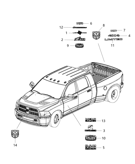 2005 Dodge Sprinter 3500 Nameplate Front Fender Cummins Diesel 6.7 Liter Diagram for 68149701AA