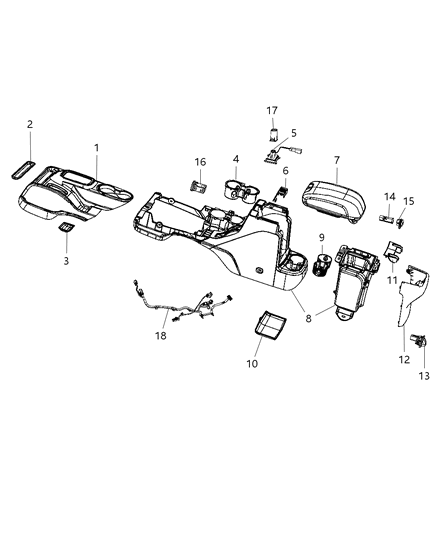 1992 Dodge D250 Lid Center Console Storage Diagram for 68089579AC