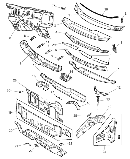 2006 Chrysler Town & Country Wiper Module Windshield Diagram for 4894051AI