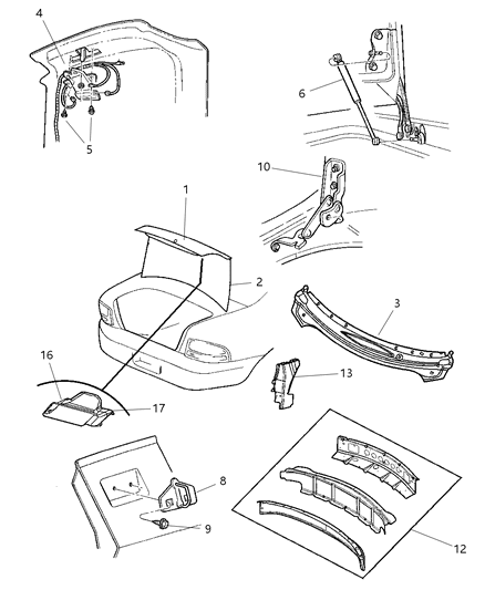 2000 Dodge Grand Caravan Latch Deck Lid Diagram for 5056225AA