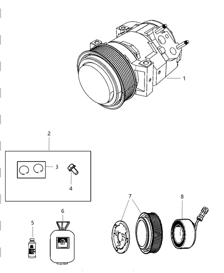 Pulley Hub Kit A/C Compressor Diagram for 68050637AA
