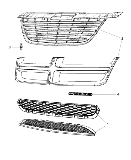 Grille Radiator Diagram for 68082050AD
