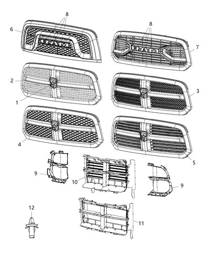 1990 Dodge Spirit Grille Radiator Diagram for 5QX141S2AA