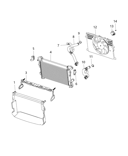 Hose Radiator Outlet Diagram for 68260340AA