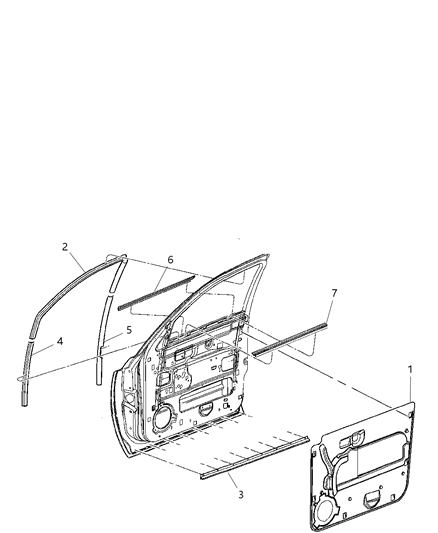 Seal Front Door Running Felt Diagram for 55112156AA