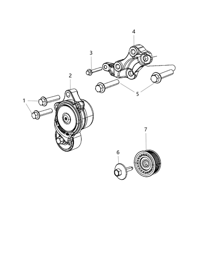 2021 Jeep Wrangler Bracket Tensioner Support Diagram for 68312402AA