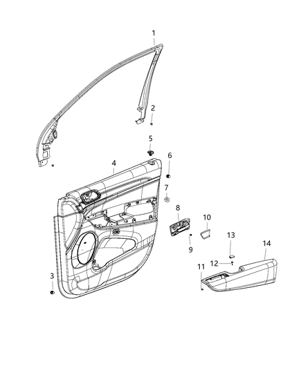 Panel Front Door Trim Diagram for 6CV782X9AB