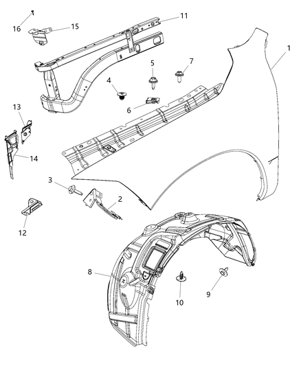 Closure Fender Diagram for 68095951AF