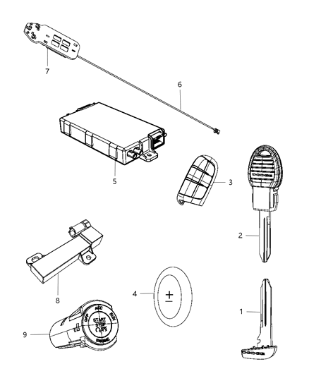 Module Keyless Ignition Node Diagram for 1KW59DX9AC