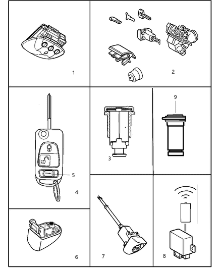 2000 Dodge Durango Cap Door Lock Cylinder See Note Diagram for 1BY46P41AA