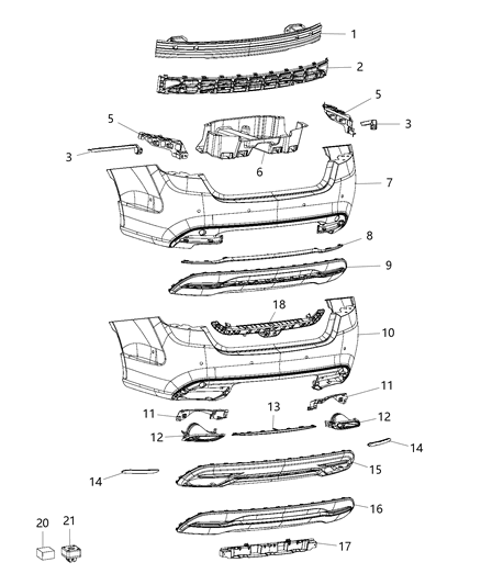 Fascia Rear Upper Diagram for 5NH89TZZAD