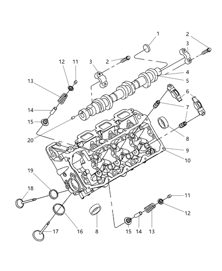 1995 Jeep Grand Cherokee Seal Valve Guide 6 Per Cylinder Head Diagram for 53020752AD