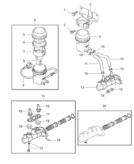 1991 Dodge D150 Diaphragm, Brake Fluid Reservoir Diagram for MB895813