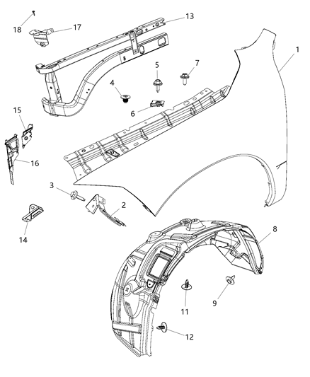 Closure Fender Diagram for 68095950AE