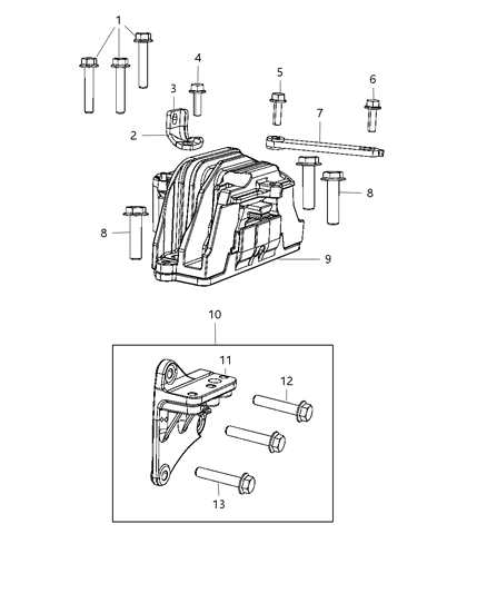 2012 Chrysler 200 Bolt Hexagon Flange Head M10X1.50X88.00 Diagram for 6510181AA