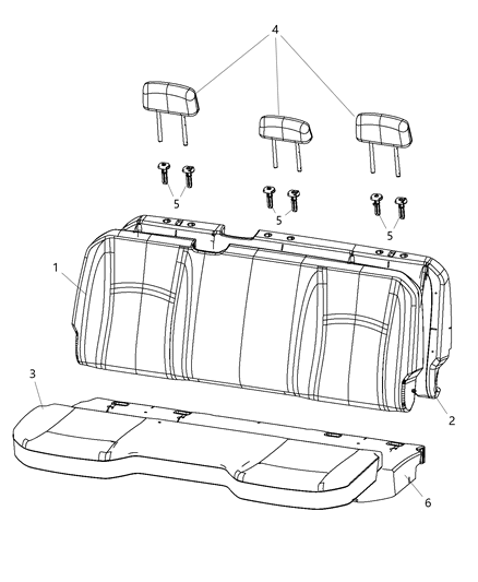 2015 Ram 1500 Headrest Rear Center Diagram for 5YH45JRRAA