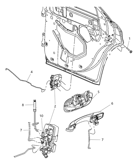 2006 Dodge Charger Handle Exterior Door Diagram for YS96AXRAD