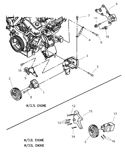 1985 Dodge Diplomat Pump Power Steering Diagram for 4782207AC