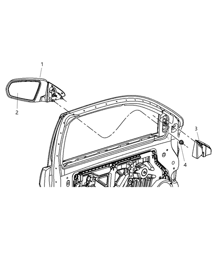 Mirror Outside Rearview Diagram for 1SX881BVAC
