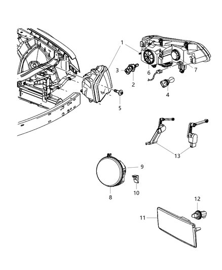 Headlamp Diagram for 68143003AA