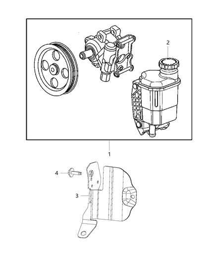 Pump Power Steering Includes Pulley, Reservoir, And Cap Diagram for 68225509AB
