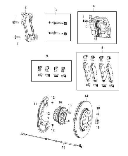 Pad Kit Front Disc Brake Diagram for 68409860AB