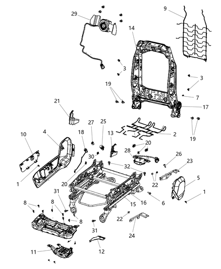 2010 Dodge Ram 1500 Blower Seat Back Diagram for 4610262AB