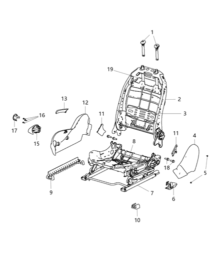 2002 Chrysler Sebring Flexmat Front Seat Back Diagram for 68275884AA