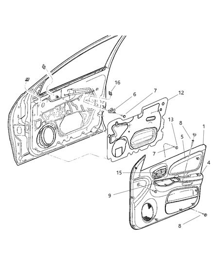 1988 Dodge 600 Armrest Door Front Diagram for QS27XDVAA
