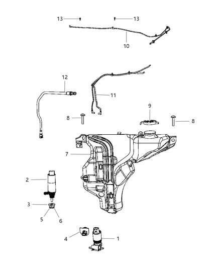 1999 Chrysler Town & Country Nozzle Windshield Washer Diagram for 5116079AA