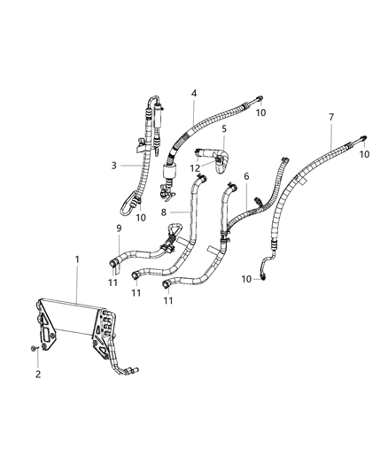 1997 Dodge Stratus Hose Power Steering Return with Clamps, Tee & Mounting Clip Diagram for 68363006AC