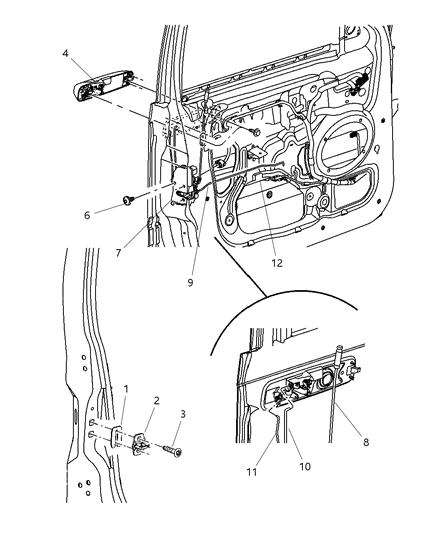Knob And Link Door Latch Diagram for 55396906AA