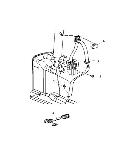 Seat Belt Rear Outer Diagram for 5KC651DVAC