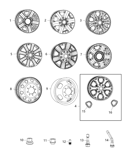 2007 Dodge Sprinter 3500 Wheel Aluminum Diagram for 1UD29XZAAA