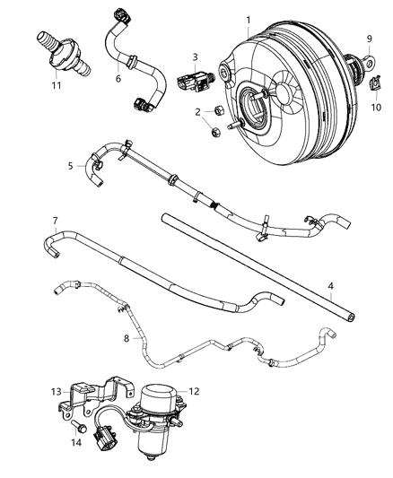 2017 Chrysler 300 Hose Brake Booster Vacuum Diagram for 4581553AE