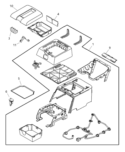 Console Floor Rear Diagram for 1JJ39BD1AA