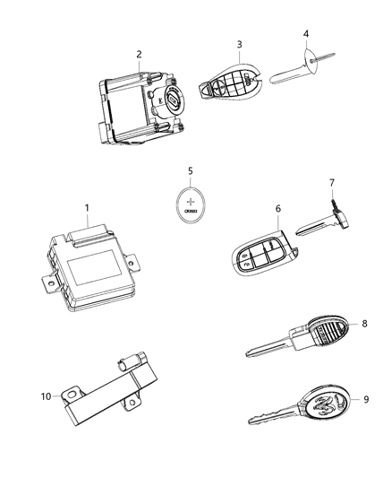 2017 Ram 1500 Transmitter Integrated Key Fob Diagram for 68159656AG