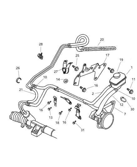 2021 Chrysler Pacifica Reservoir Power Steering Pump Diagram for 4764092